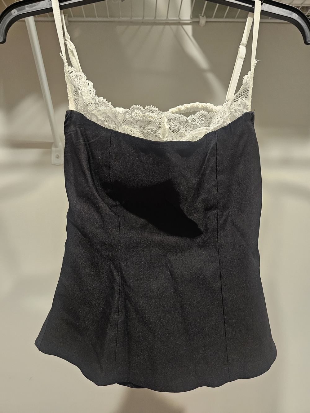 Princess Polly Black Camisole with Cream Lace Trim